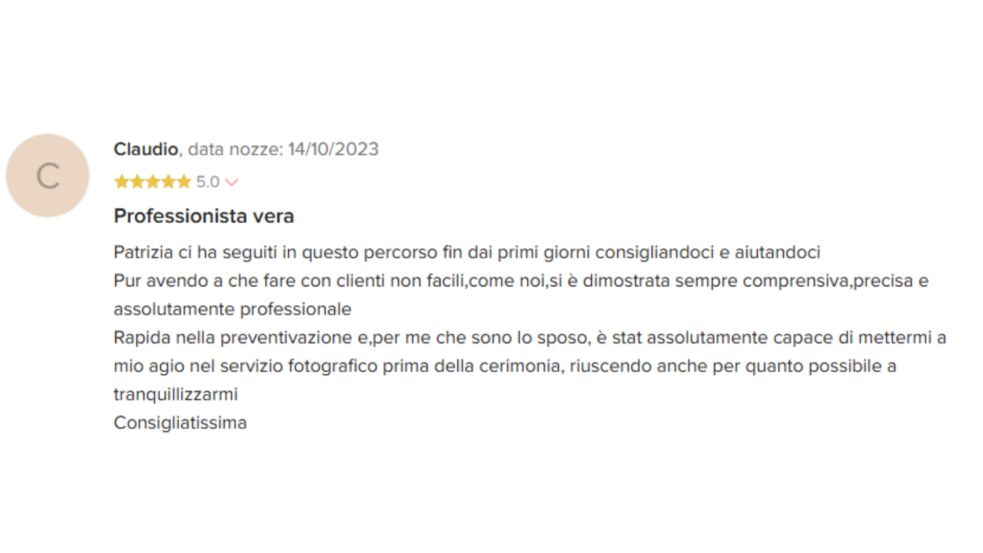 Recensione positiva fotografo matrimonio modena