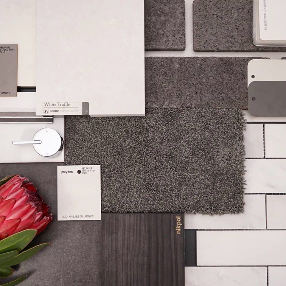 A Collage of Different Types of Materials and a Flower — Evoke Building Group In Ballarat Central, VIC