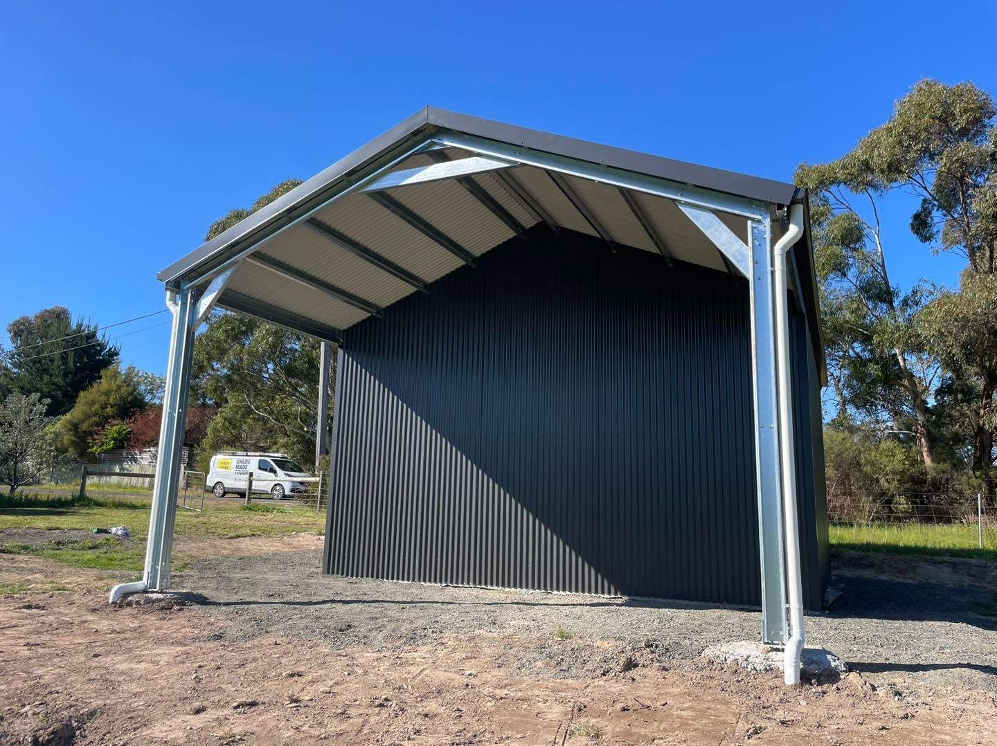 Front of a black shed in Ballarat