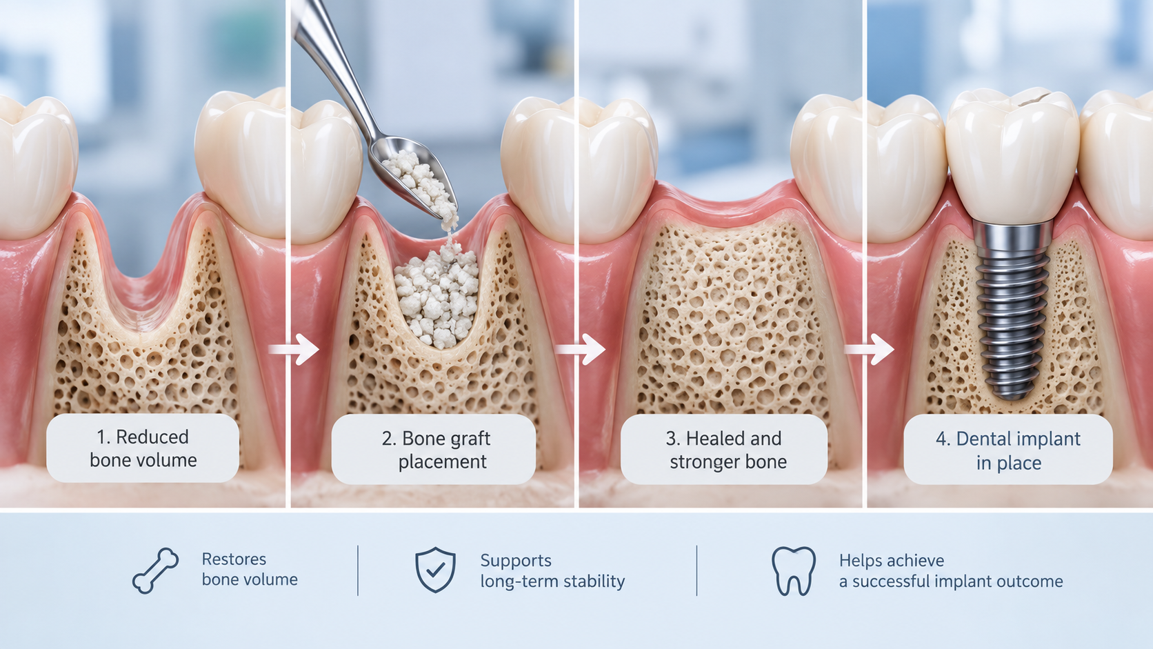 A dentist is demonstrating a dental implant.
