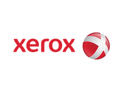Xerox logo: red text and a red globe with white stripes on a white background.