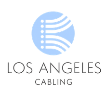 Logo for Los Angeles Cabling: light blue circle with stylized cable lines and text.