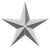 A five-pointed star with a shaded, three-dimensional effect featuring alternating light and dark gray panels.
