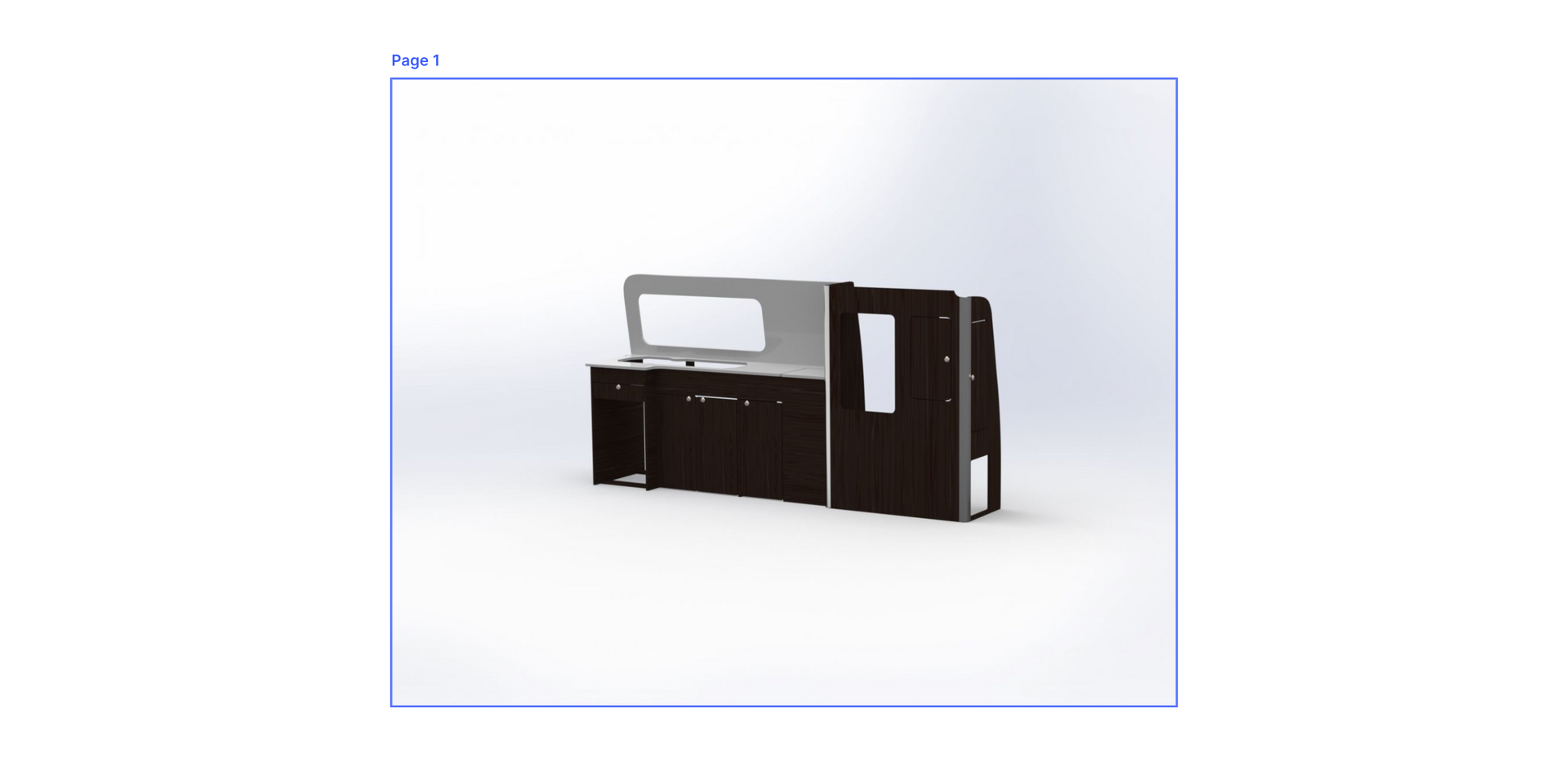 Bespoke VW Transporter campervan flat pack furniture kit in black manufactured by AMT Group