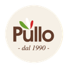 Logo Pullo con dettagli a foglia verdi, bianchi e rossi e la scritta