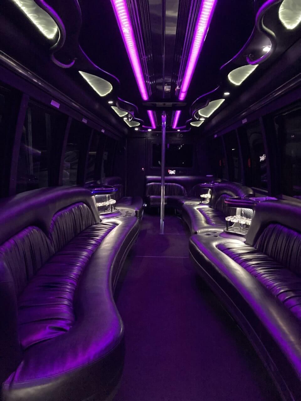 Party bus that has a bathroom on board Los Angeles