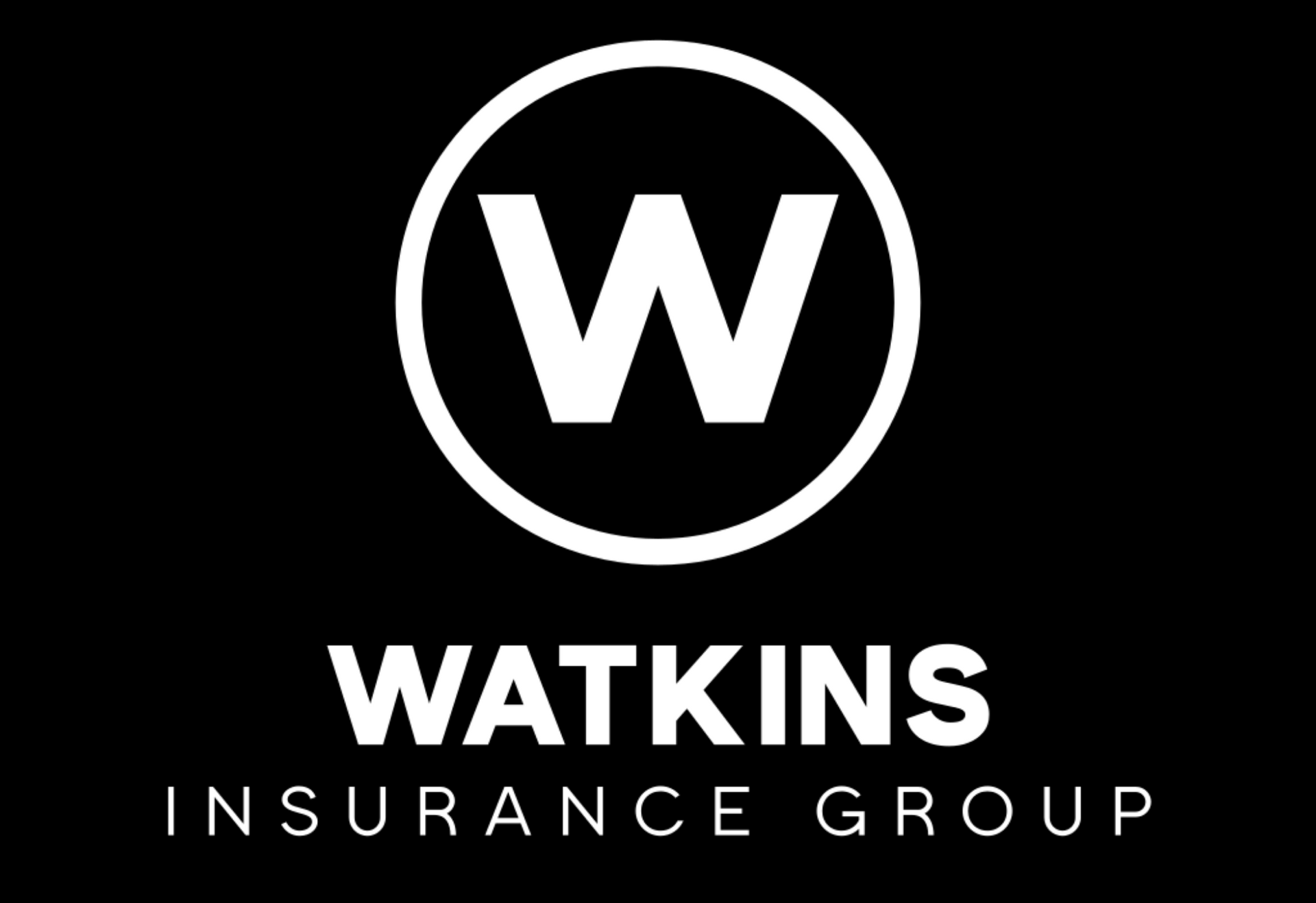 Watkins Insurance Group logo with white “W” in a circle on a black background
