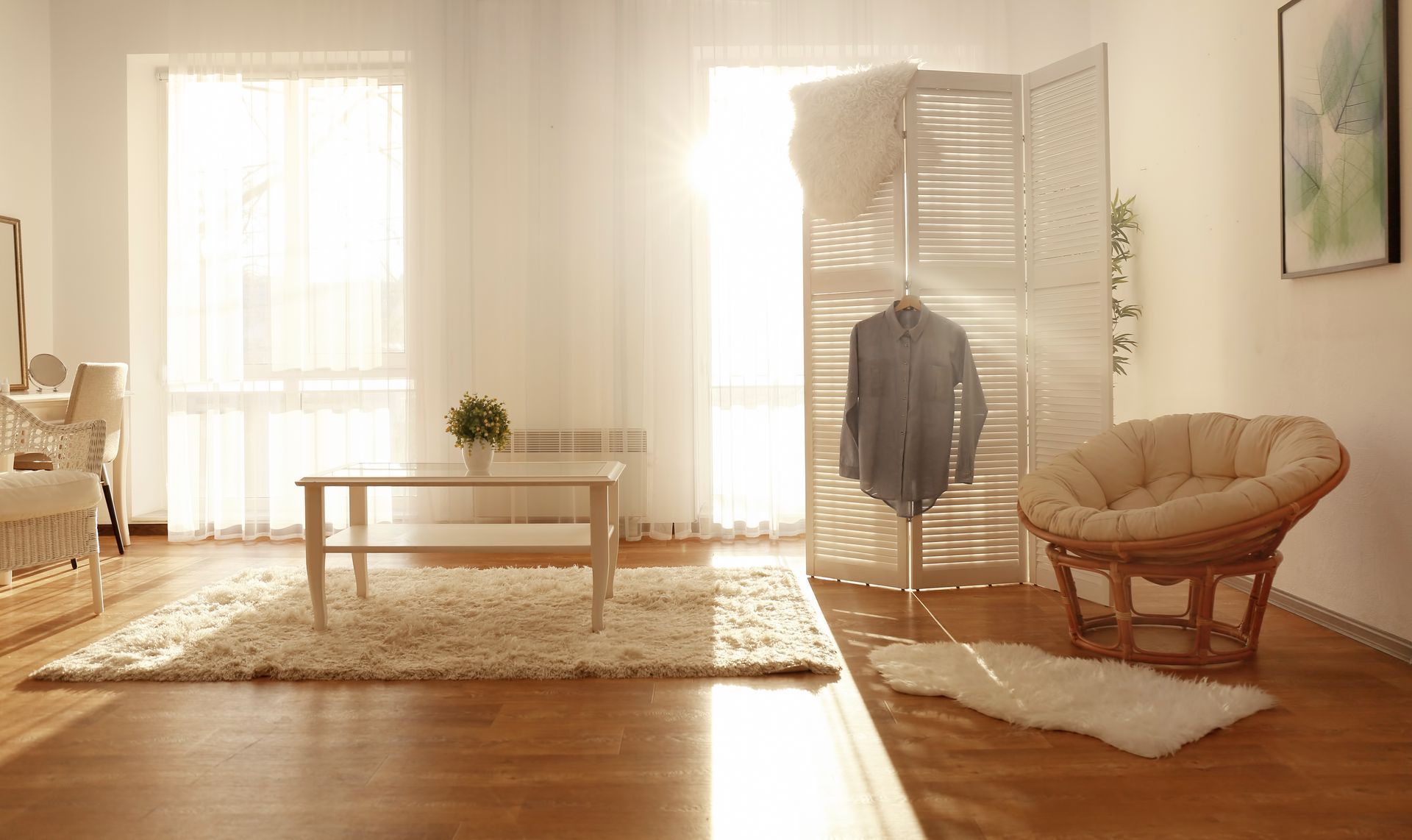 Sunny south windows in need of proper window treatments for a more comfortable home