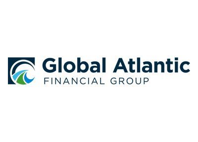 Global Atlantic Financial Group logo with blue wave icon and navy text on white background