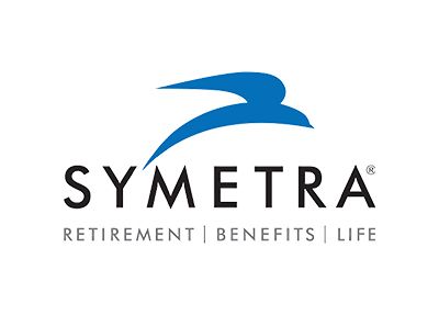 Symetra logo with blue abstract bird and the words “SYMETRA Retirement | Benefits | Life”