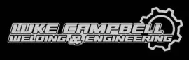 Logo reading &ldquo;Luke Campbell Welding & Engineering&rdquo; with a gear icon on a black background