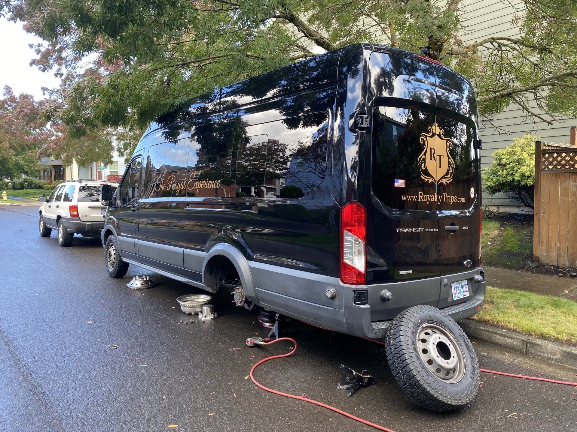 Picture of a tire removed from van.