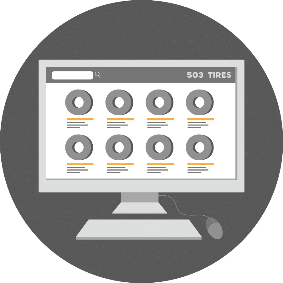 Picture of a website to buy tires.