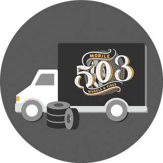 Picture of the 503 Tires truck with a set of 4 tires.