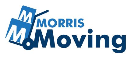 The logo for Morris Moving in blue and white.