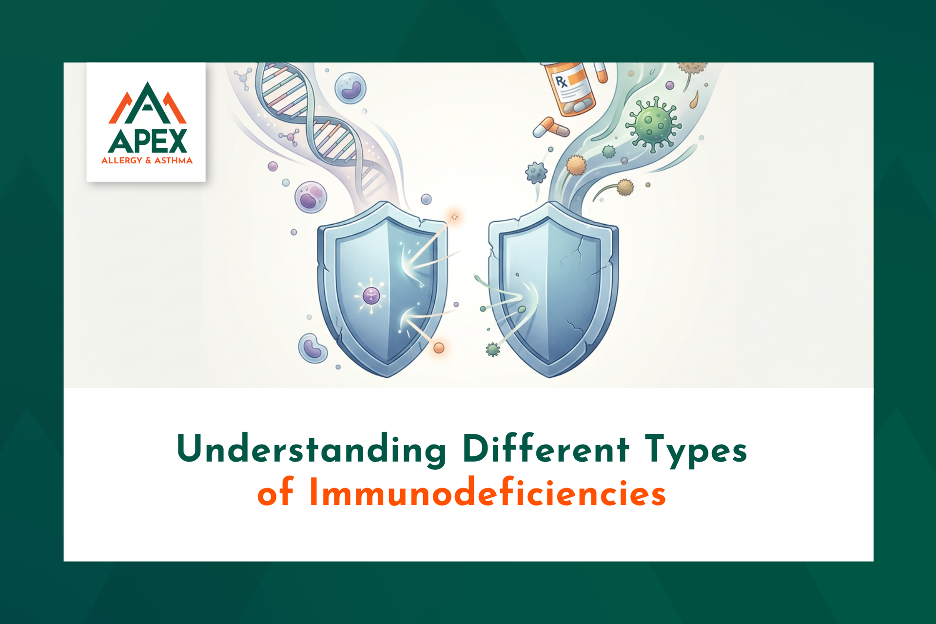  Illustration comparing inherited and acquired causes of immunodeficiency for a patient education ar