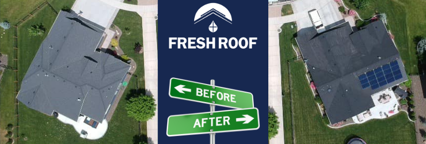 roof rejuvenation before and after, bring color back to shingles, soft wash roof algae.