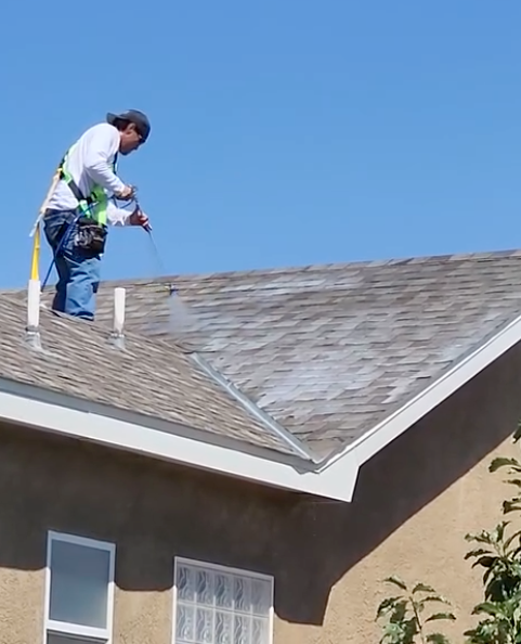 roofing spray in action