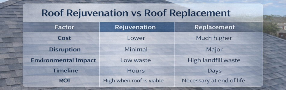 Roof Rejuvenation vs Roof Replacement