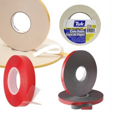 CINTAS DOBLE CARA EN MARCAS TUK, TESA, 3M.