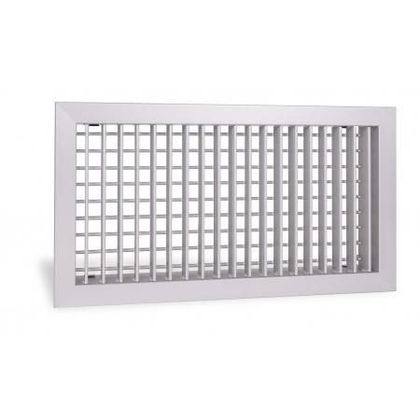 Griglia di ventilazione rettangolare in metallo bianco con motivo a griglia e cornice