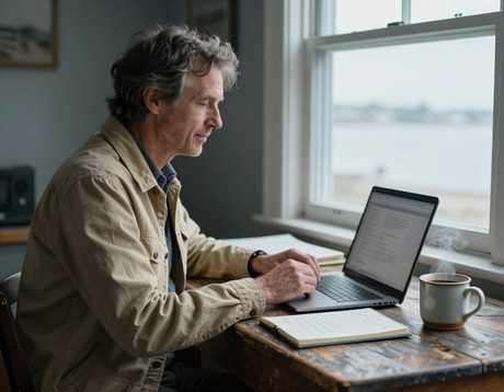Local Nantucket writer at work