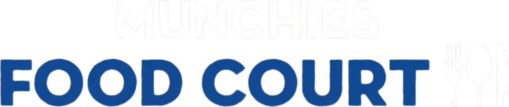 Blue “FOOD COURT” sign on a white background