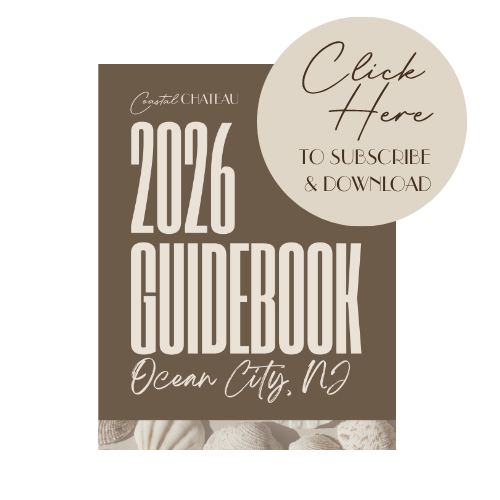 OCNJ guidebook cover: Coastal Chateau 2026. Brown circle with