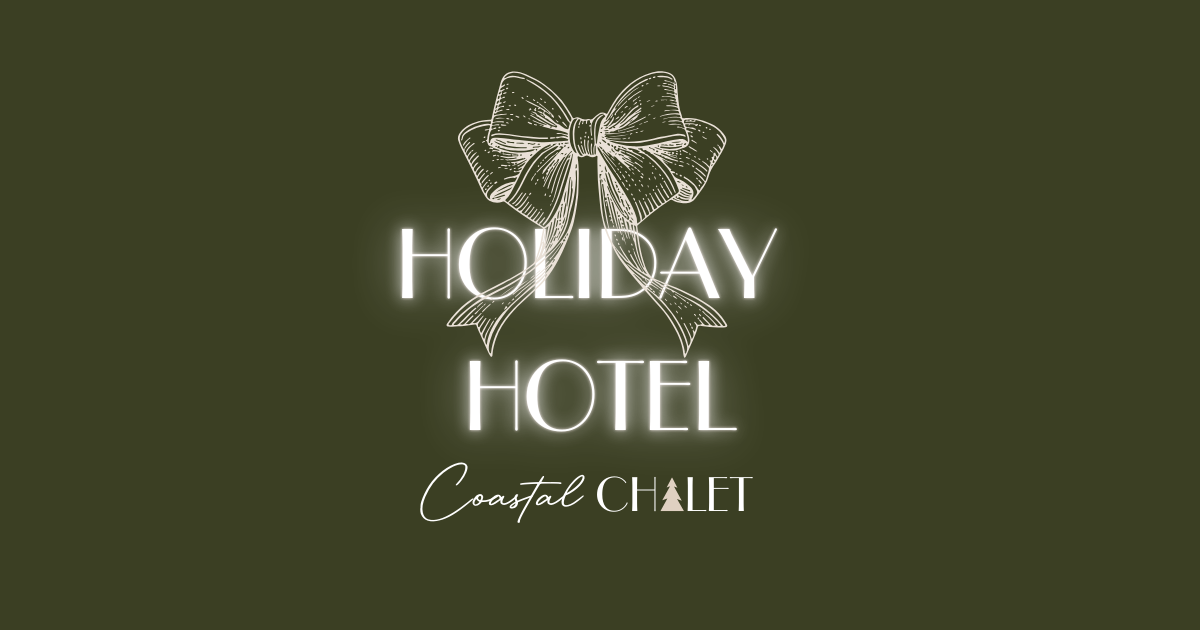 Holiday Hotel logo with a bow, white text on an olive-green background. 