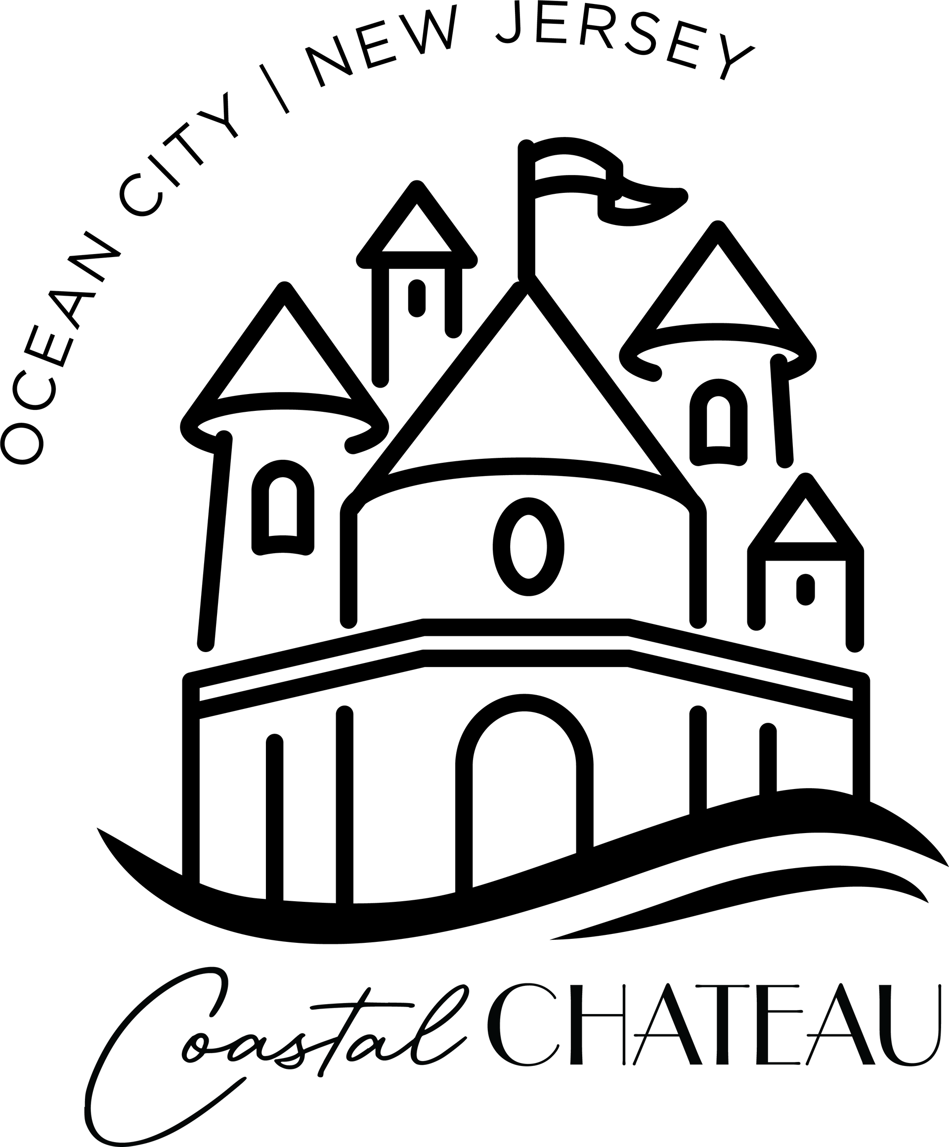 A black and white logo for the coastal chateau in new jersey.