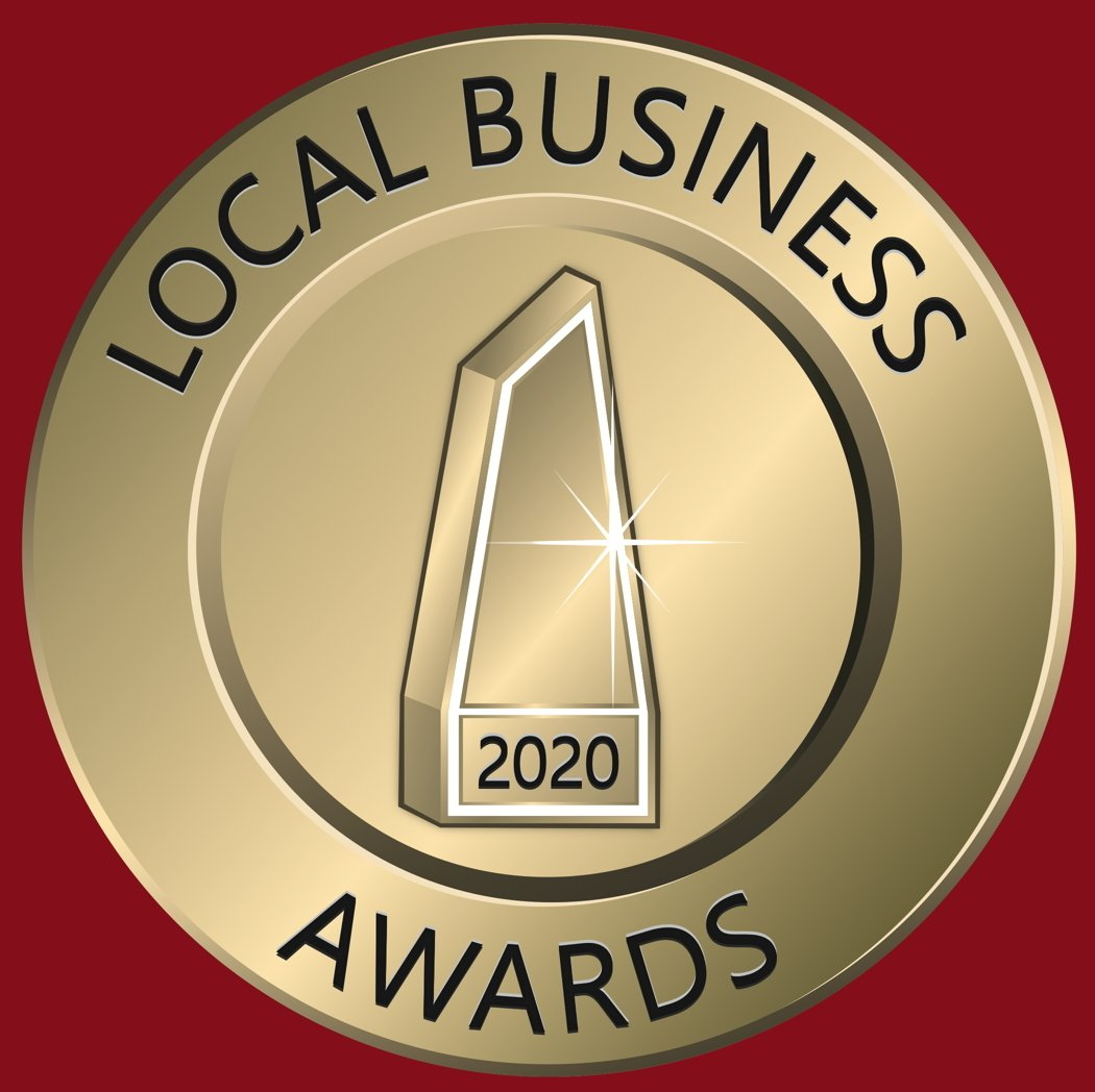 Gold Local Business Awards badge; stylized trophy shape, 