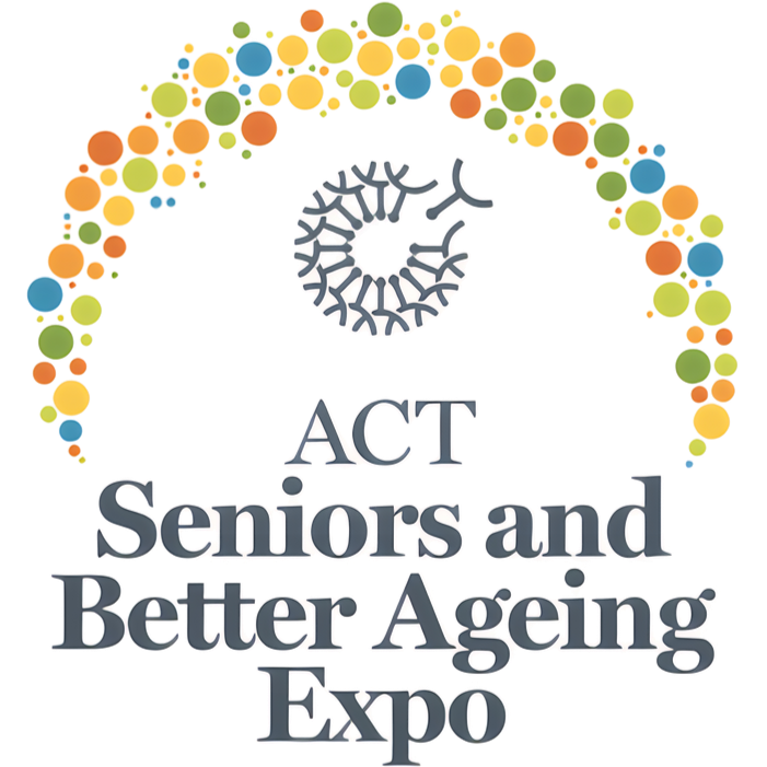Expo banner: ACT Seniors and Better Ageing Expo. Featuring seniors, date, location, and entertainment.