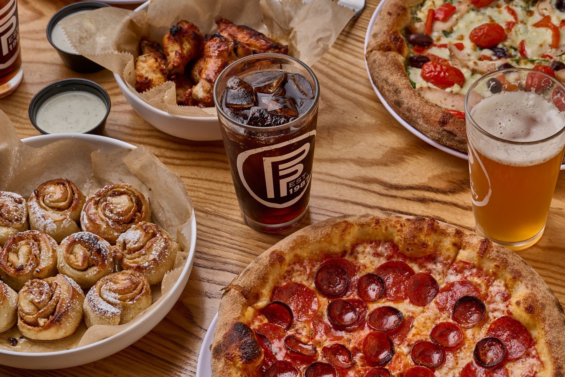 Pizza, Wings and Cinnamon Rolls at Flippers Pizza Co Near Disney Springs Orlando FL