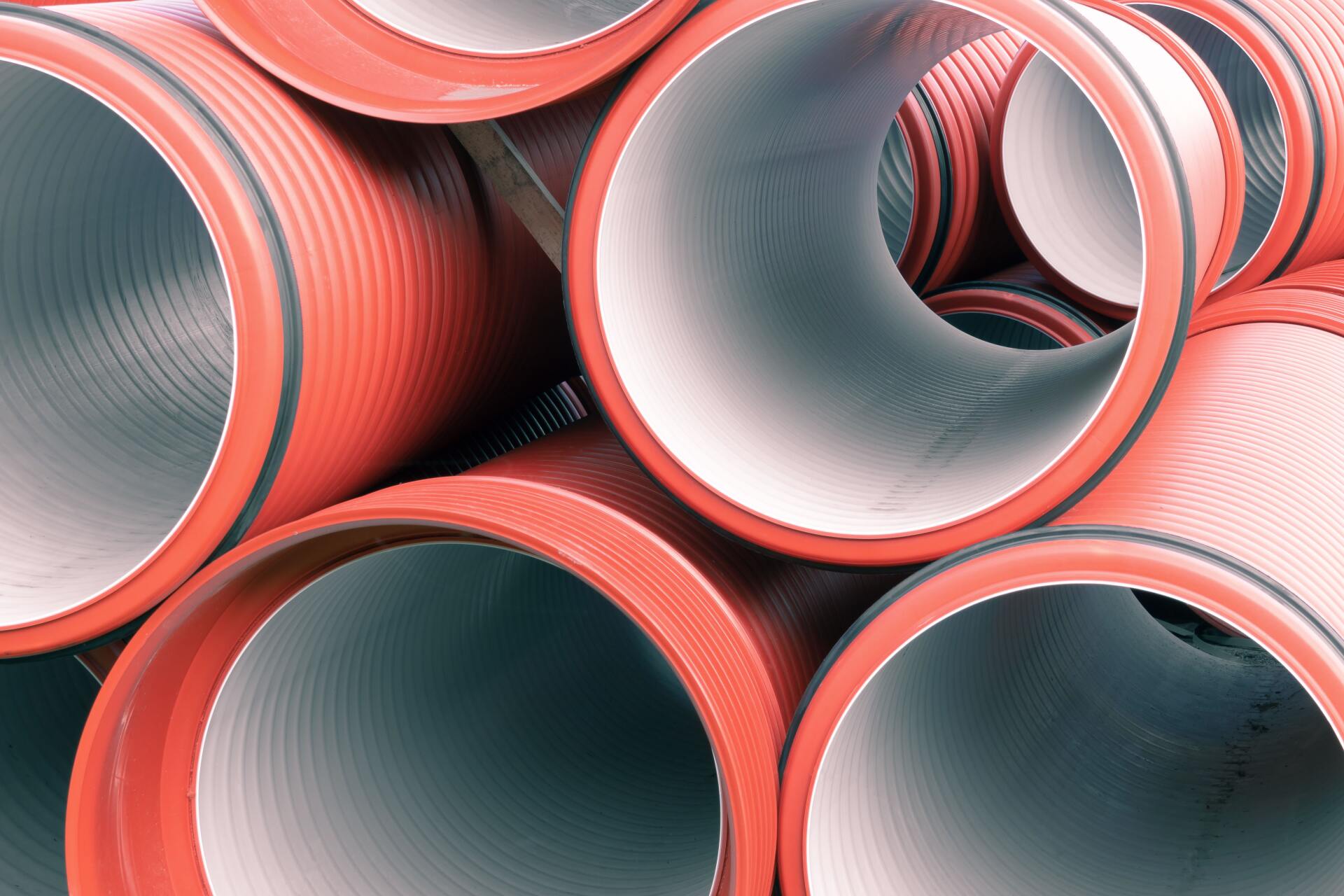 Red and white plastic piping