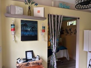 A salt room with relaxing decor.
