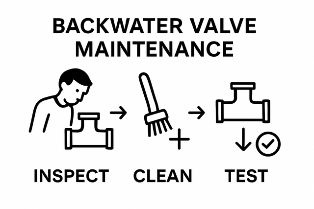 backwater check valve maintenance inspection cleaning steps with tools