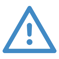 A blue triangle with an exclamation point inside of it.