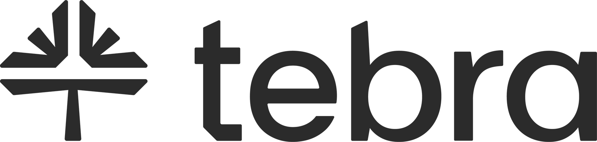 Logo of the company "tebra" with an abstract design.