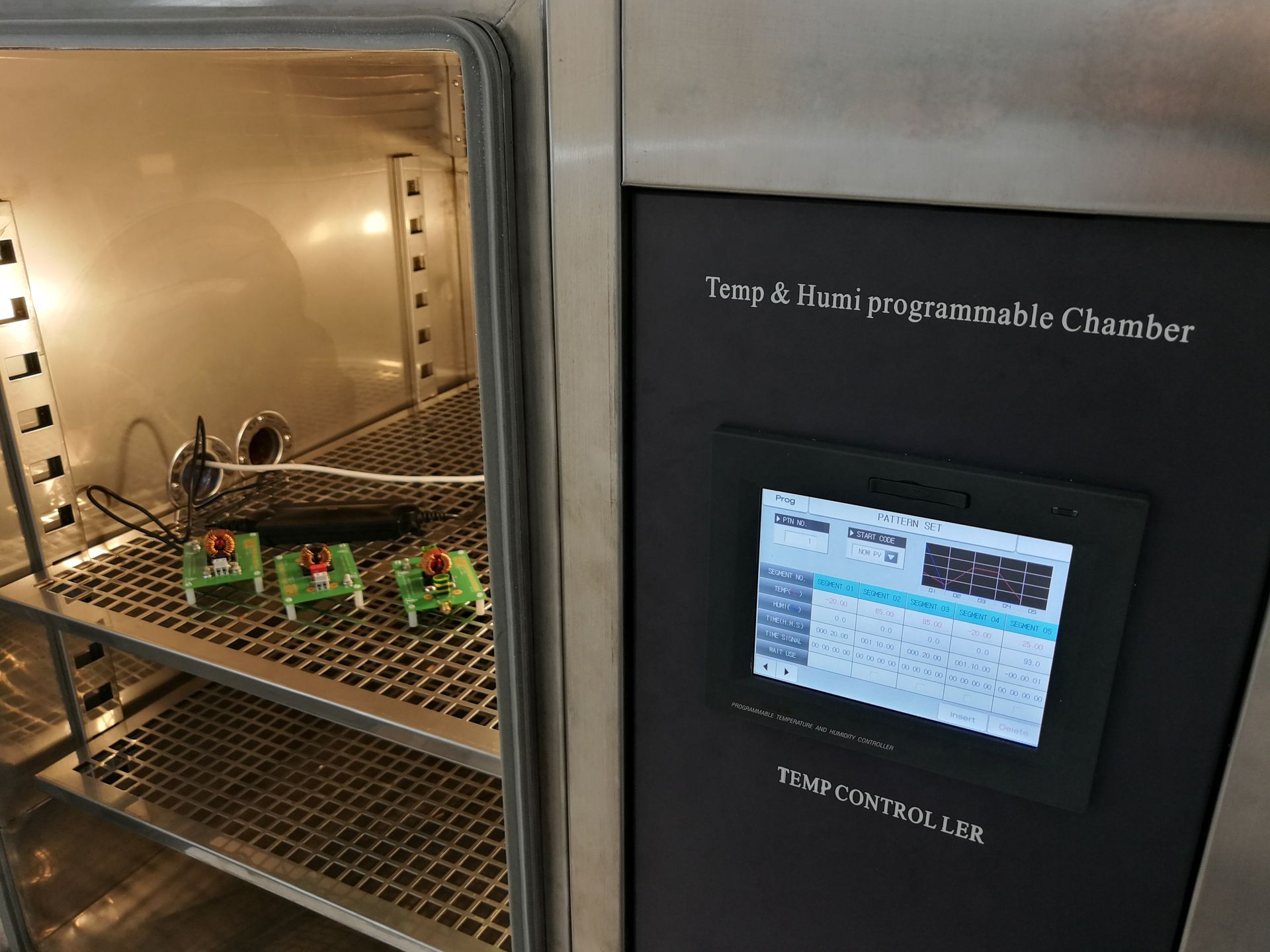Climatic chamber for environmental tests of electronic products.