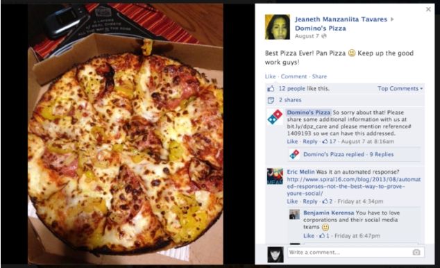 Domino pizza webcare