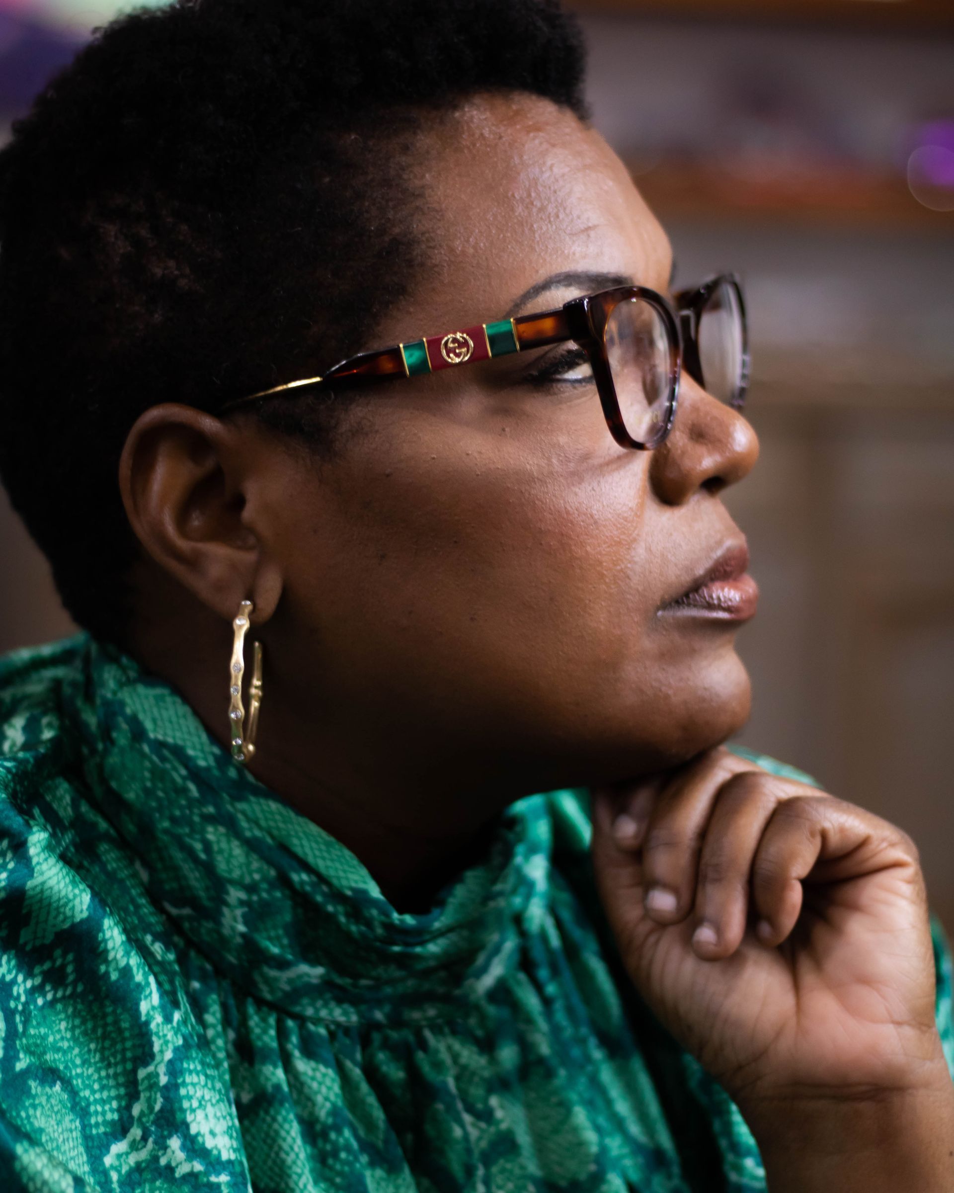 Woman wearing Gucci frames