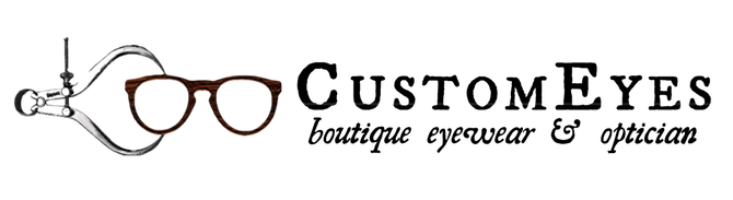 the logo for custom eyes boutique eyewear and optician