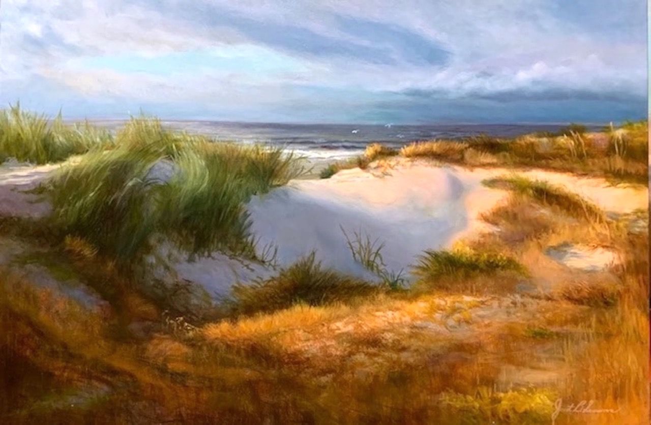 'Sun Kissed' painting of beach scenery by Janet B. Sessoms