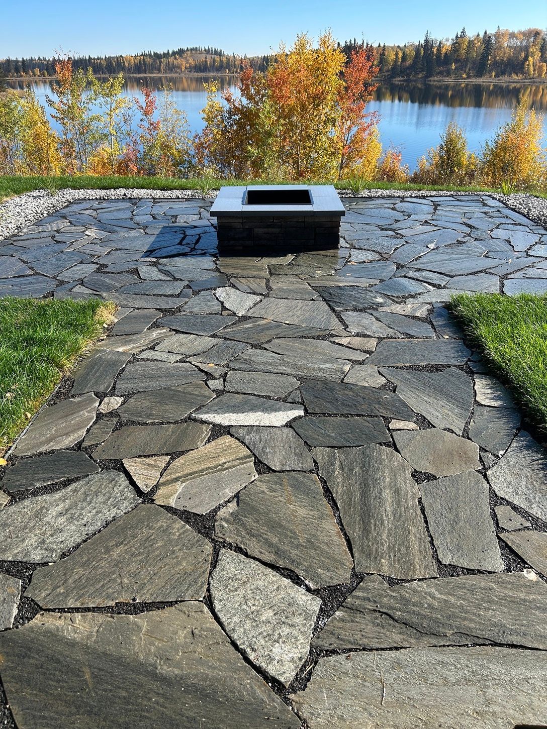 flagstone patio and firepit