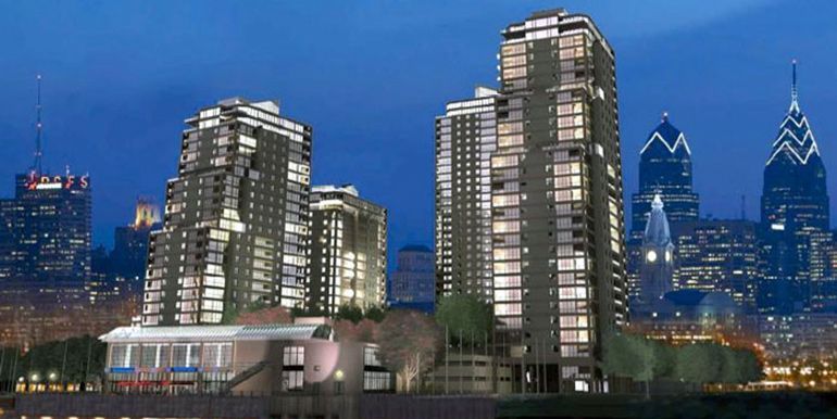 An artist 's impression of a city skyline at night