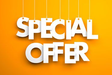 Special offer - text hanging on the strings