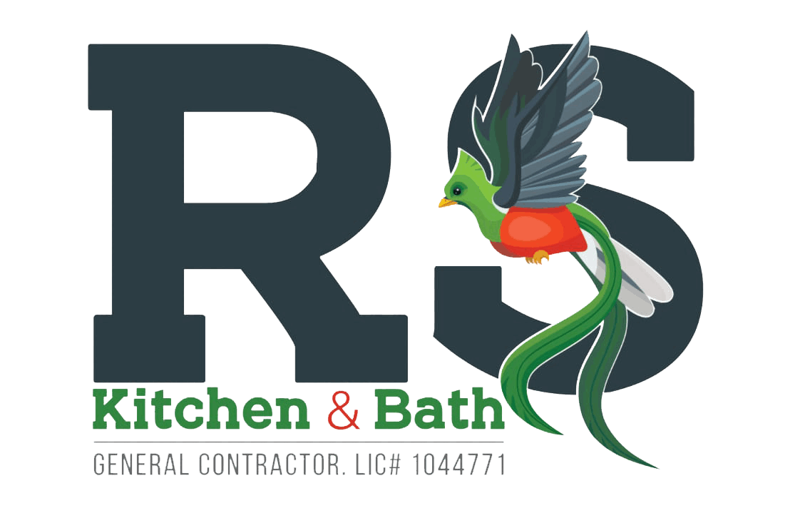 RS Kitchen & Bath logo with a colorful bird and green text on a white background