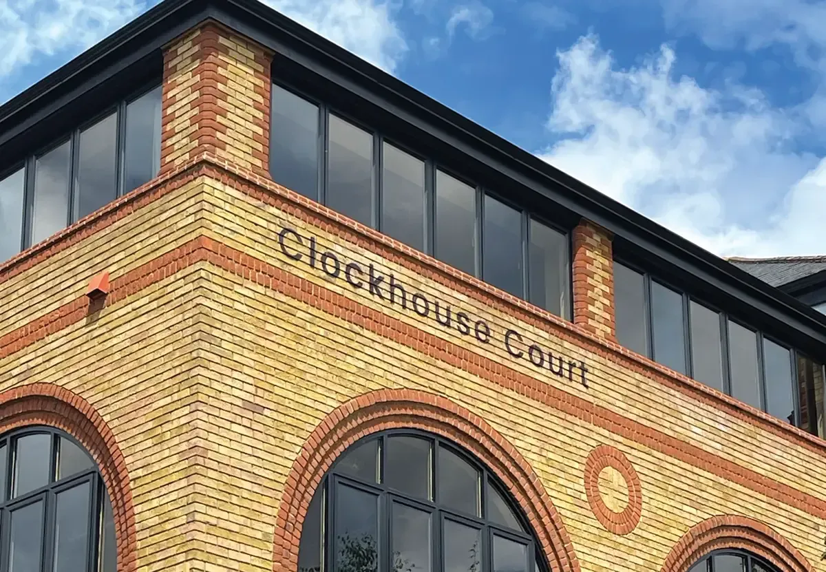 Clockhouse Court exterior lettering
