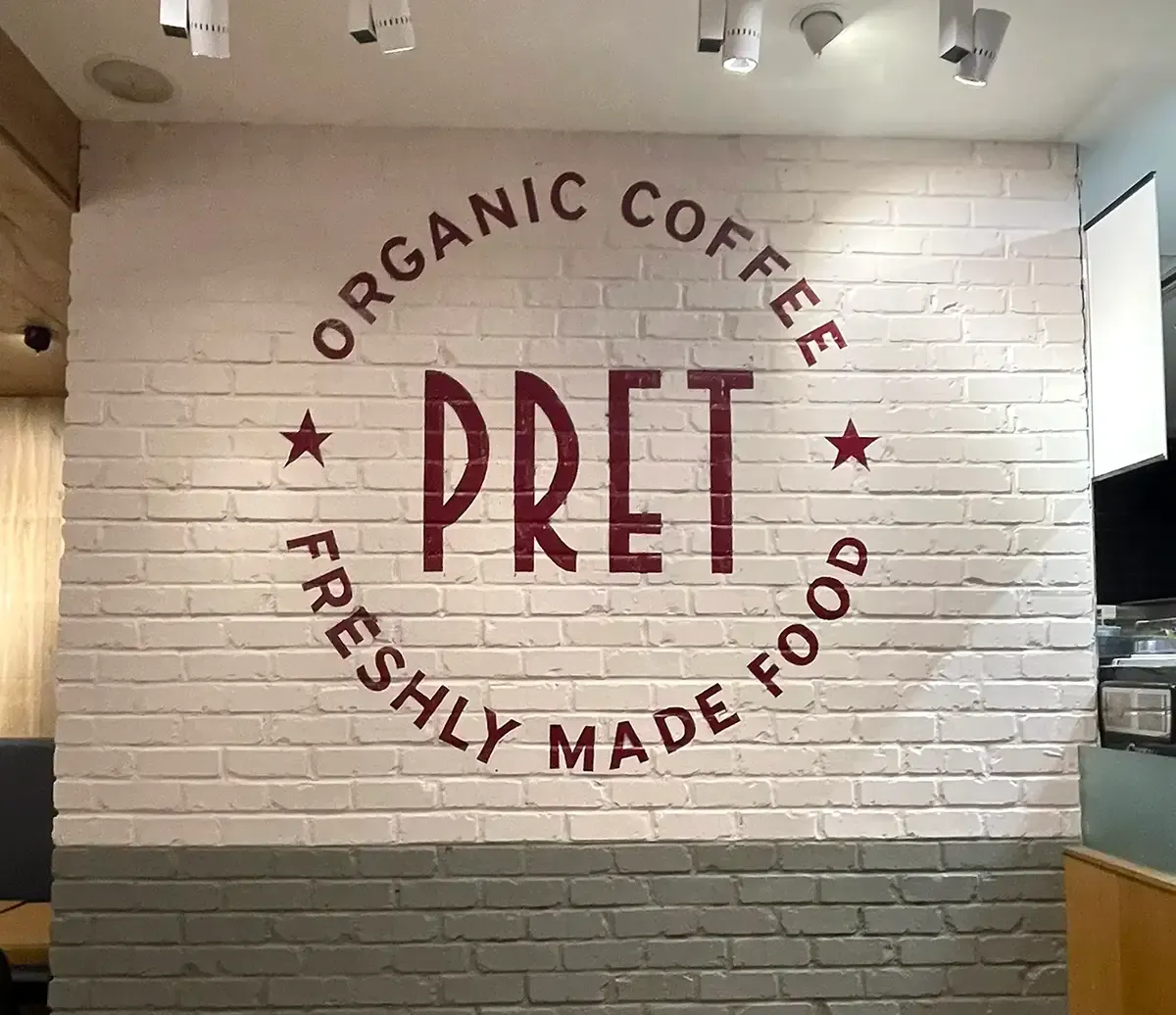 Pret a manger wall signwriting