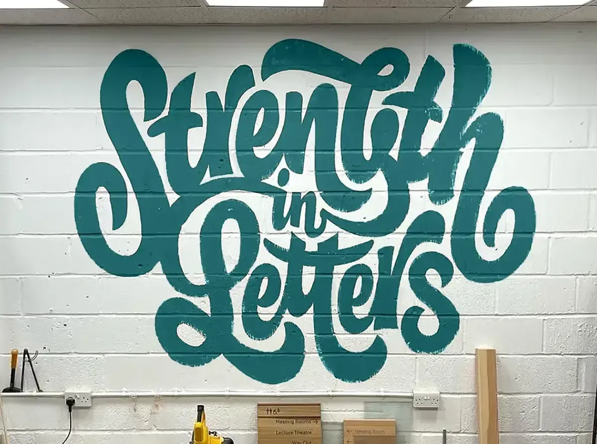 Freehand painted letters